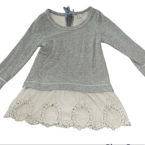 Anthropologie Postmark Lace Gray Sweater M
